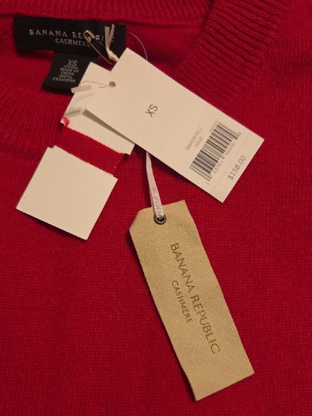 100% Cashmere Banana Republic Red Short-Sleeve Sweater Dress - Picture 3 of 5